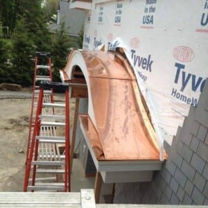 Custom made copper roof over entrance