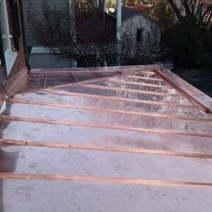 Custom made standing seam copper roof