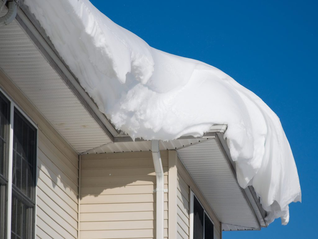 Snow accumulation on a roof.