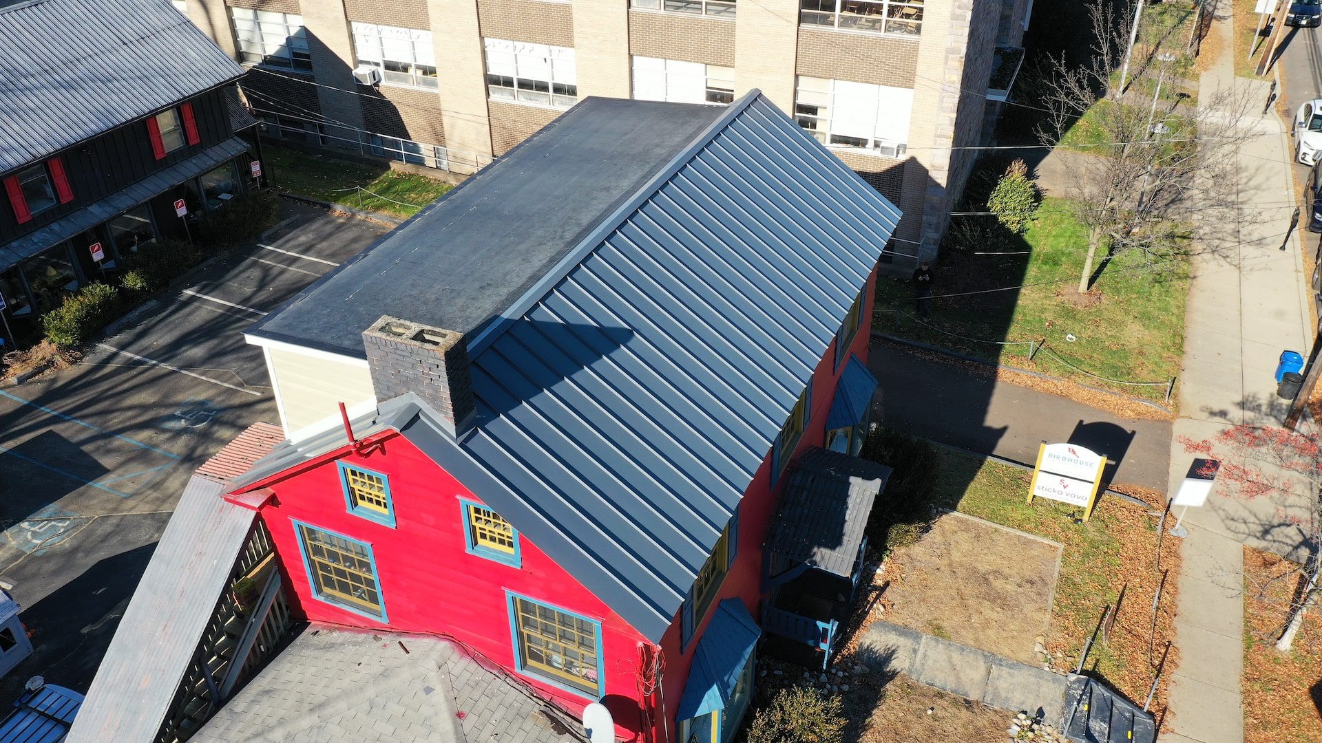 Image of a historic building in Lambertville NJ with a new metal roof installed by Alte Exteriors.