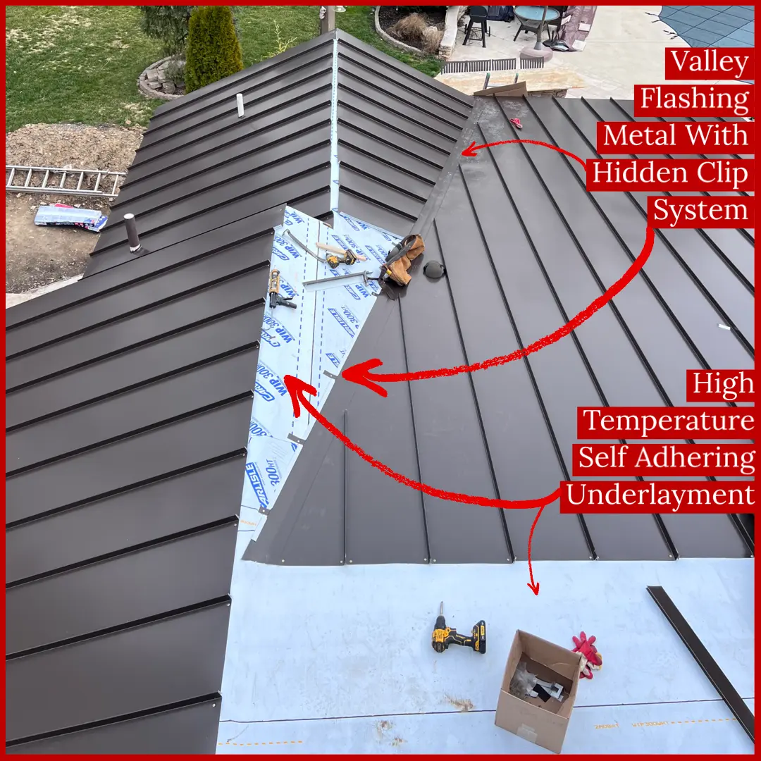 standing seam roof valley flashing metal with hidden clip system